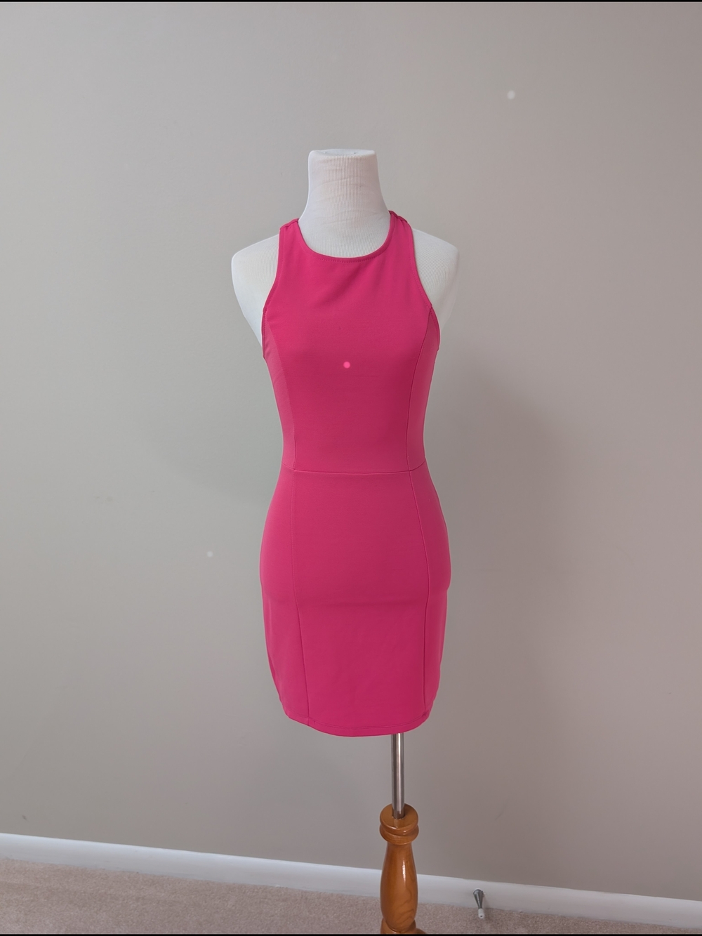 Lush Hot Pink Racerback Bodycon Mini Dress